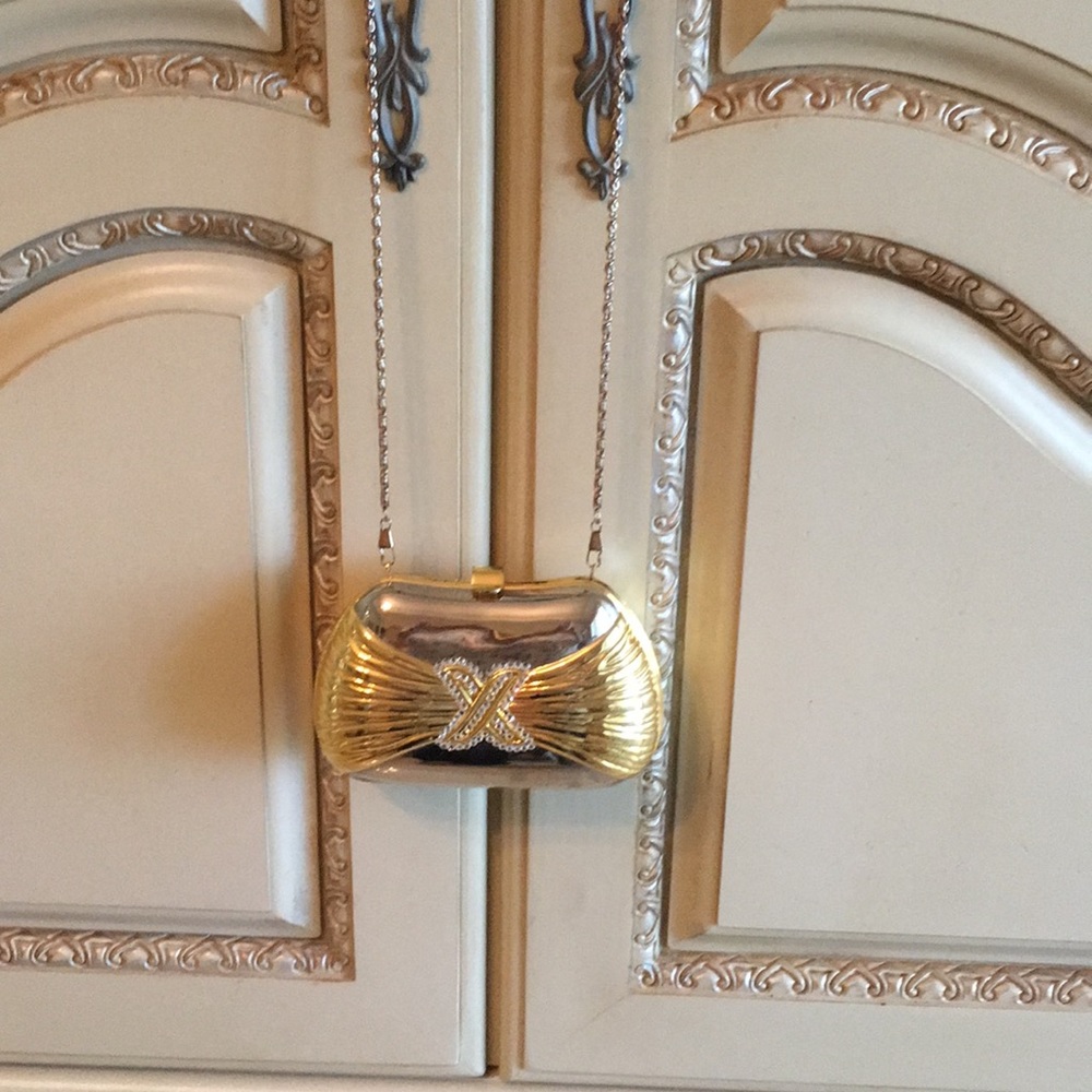 Silver and brass metal handbag